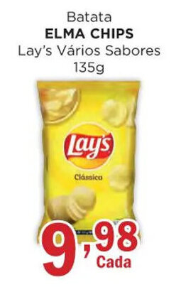 Supermercados Mundial Batata ELMA CHIPS Lay's Vários Sabores 135g oferta