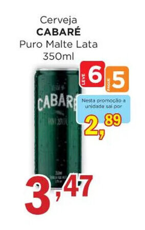 Supermercados Mundial Cerveja CABARÉ Puro Malte Lata 350ml oferta