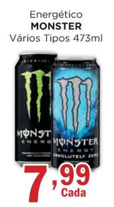 Supermercados Mundial Energético MONSTER Vários Tipos 473ml oferta