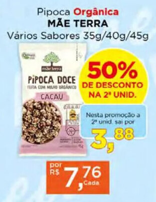 Supermercados Mundial Pipoca Orgânica MÃE TERRA Vários Sabores 35g/40g/45g oferta