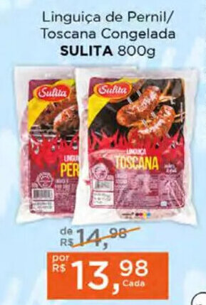Supermercados Mundial Linguiça de Pernil/ Toscana Congelada SULITA 800g oferta