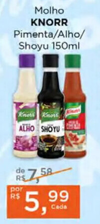 Supermercados Mundial Molho KNORR Pimenta/Alho/ Shoyu 150ml oferta