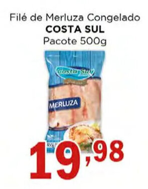 Supermercados Mundial Filé de Merluza Congelado COSTA SUL Pacote 500g oferta