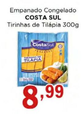 Supermercados Mundial Empanado Congelado COSTA SUL Tirinhas de Tilápia 300g oferta