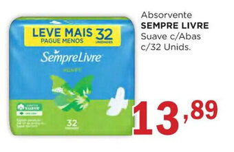 Absorvente SEMPRE LIVRE Suave c/Abas c/32 Unids.