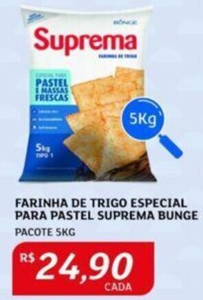 Assaí Atacadista FARINHA DE TRIGO ESPECIAL PARA PASTEL SUPREMA BUNGE PACOTE 5KG oferta