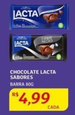 Assaí Atacadista CHOCOLATE LACTA SABORES BARRA 80G oferta
