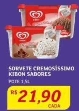 SORVETE CREMOSÍSSIMO KIBON SABORES POTE 1,5L
