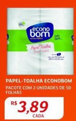 Assaí Atacadista PAPEL-TOALHA ECONOBOM PACOTE COM 2 UNIDADES DE 50 FOLHAS oferta