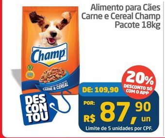 Alimento para cães carne e cereal champ pacote 18kg