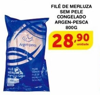 Roldão Filé de merluza sem pele congelado argen-pesca 800g oferta