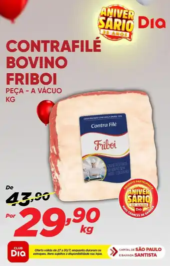 Dia CONTRAFILÉ BOVINO FRIBOI PEÇA - A VÁCUO KG oferta