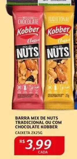Assaí Atacadista BARRA MIX DE NUTS TRADICIONAL OU COM CHOCOLATE KOBBER CAIXETA 2X25G oferta