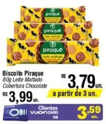 Fort Atacadista Biscoito Piraque 80g Leite Maltado Cobertura Chocolate oferta