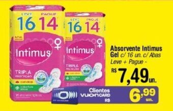 Fort Atacadista Absorvente Intimus Gel c/ 16 un. c/ Abas Leve + Pague - oferta