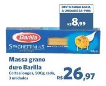 Sam's Club Massa grano duro Barilla Cortes longos, 500g cada, 3 unidades oferta