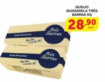 Roldão Queijo mussarela três barras kg oferta