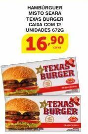 Roldão Hambúrguer misto seara texas burger caixa com 12 unidades 672g oferta