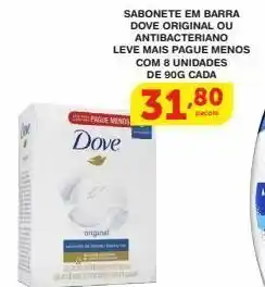 Roldão Sabonete em barra dove original ou antibacteriano leve mais pague menos com 8 unidades de 90g cada oferta
