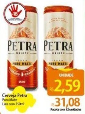 Atacadão Cerveja Petra Puro Malte Lata com 350ml oferta