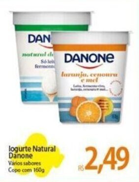 Atacadão logurte Natural Danone Vários sabores Copo com 160g oferta