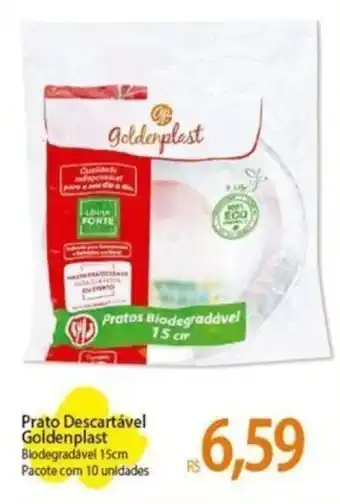 Prato Descartável Goldenplast Blodegradável 15cm Pacote com 10 unidades