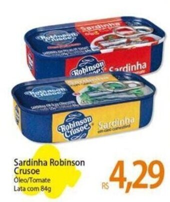 Atacadão Sardinha Robinson Crusoe Óleo/Tomate Lata com 84g oferta