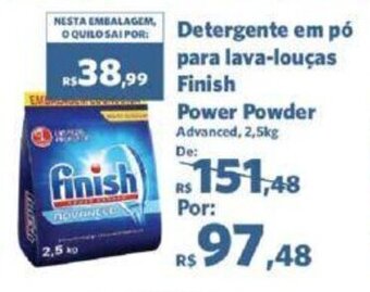 Detergente em pó para lava-louças Finish Power Powder Advanced, 2,5kg