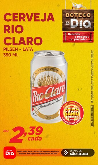 Dia CERVEJA RIO CLARO PILSEN - LATA 350 ML oferta
