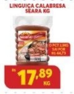 Atacadão Centro Sul Linguica Calabresa Seara 1kg oferta