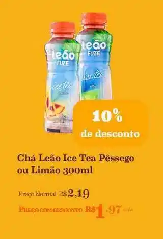 Mercadinhos São Luiz Chá Leão Ice Tea Pêssego Ou Limão 10% De Desconto 300ml oferta