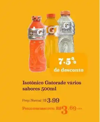 Isotônico Gatorade 7.5% De Desconto 500ml