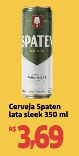 Extra Supermercado Cerveja Spaten lata sleek 350 ml oferta