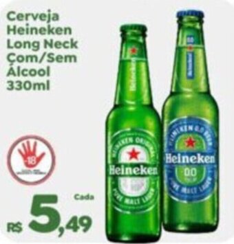 Econômico Atacadão Cerveja Heineken Long Neck Com/Sem Alcool 330ml oferta