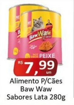 Rede Krill Alimento P/Cães Baw Waw Sabores Lata 280g oferta