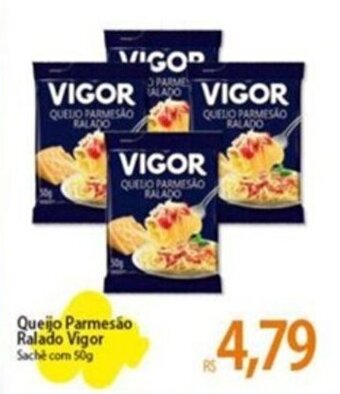 Atacadão Queijo Parmesão Ralado Vigor Saché com 50g oferta