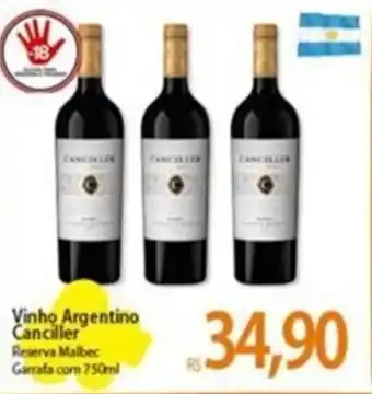 Atacadão Vinho Argentino Canciller Reserva Malbec Garrafa com 750ml oferta