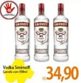 Atacadão Vodka Smirnoff Garrafa com 998ml oferta