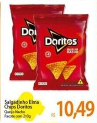 Atacadão Salgadinho Elma Chips Doritos Queijo Nacho Pacote com 210g oferta