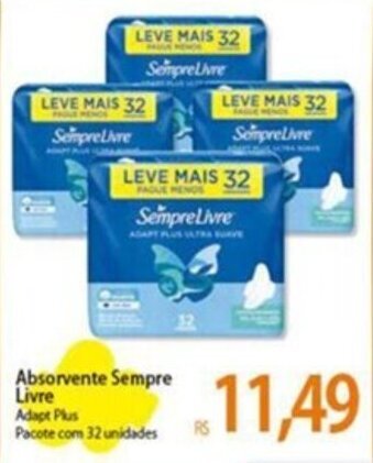 Atacadão Absorvente Sempre Livre Adapt Plus Pacote com 32 unidades oferta