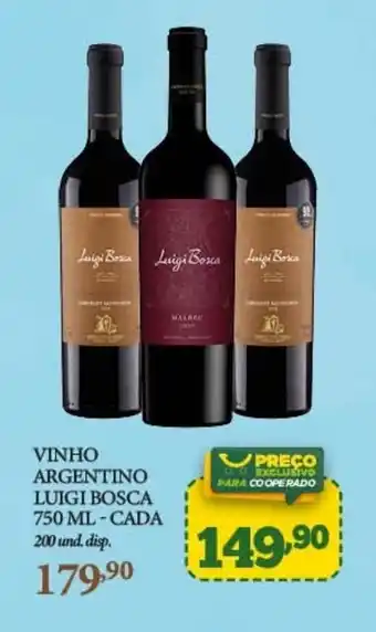 Cooper VINHO ARGENTINO LUIGI BOSCA 750 ML-CADA 200 und. disp. oferta