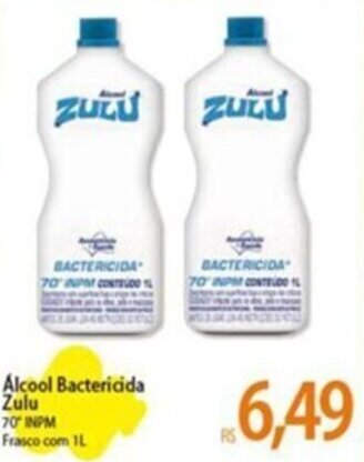 Atacadão Álcool Bactericida Zulu 70' INPM Frasco com 1L oferta