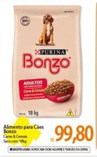 Atacadão Alimento para Cães Bonzo Came&Cereais Saco com 18kg oferta