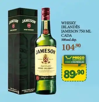 WHISKY IRLANDÊS JAMESON 750 ML CADA