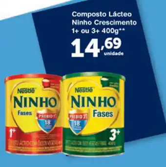 Roldão Composto Lacteo Ninho Crescimento 1+ ou 3+ 400g oferta