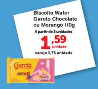 Roldão Bisacoito Wafer garoto Chocolate ou Morango 110g oferta