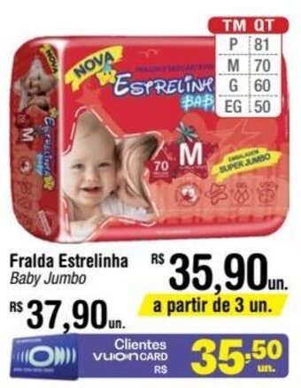 Fort Atacadista Fralda Estrelinha Baby Jumbo oferta