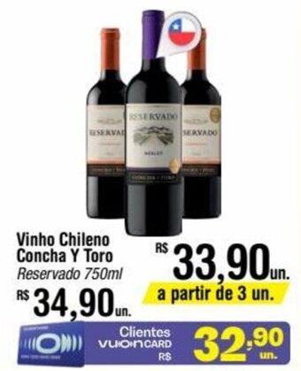 Fort Atacadista Vinho Chileno Concha Y Toro Reservado 750ml oferta