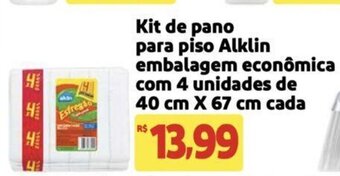 Extra Supermercado Kit de pano para piso Alklin embalagem econômica com 4 unidades de 40 cm X 67 cm cada oferta