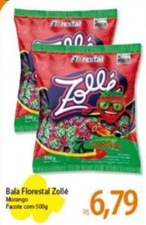 Atacadão Bala Florestal Zollé Morango Pacote com 500g oferta